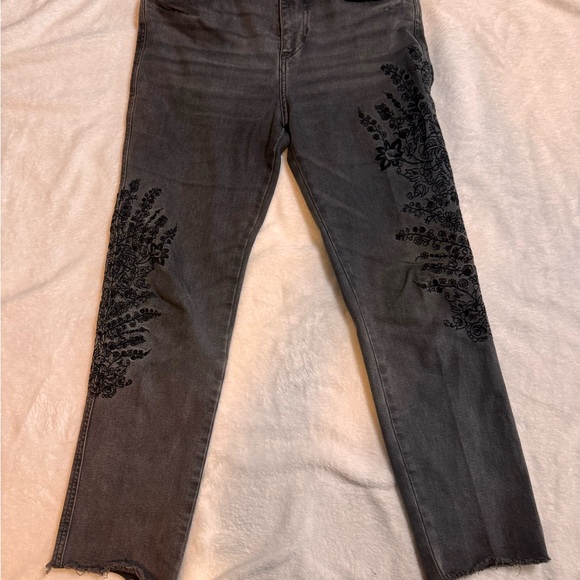Free People Embroidered Black Wash Skinny Jeans – Size 27 - Picture 3 of 11